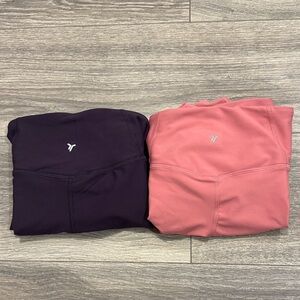 Old Navy Girls Leggings in Dark Purple and Coral Pink!